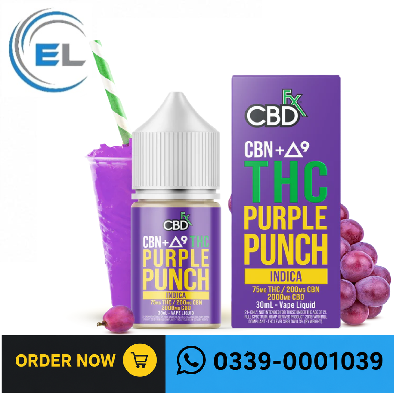 Delta-9 THC CBD Vape Juice Purple Punch (Indica) In Pakistan