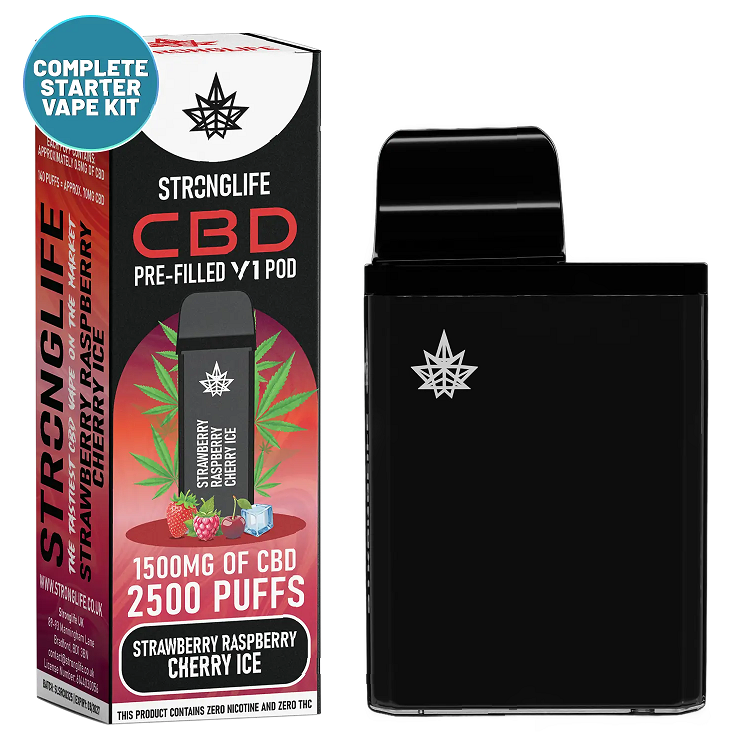 Strawberry Raspberry Cherry Ice CBD Vape Pod Starter Kit In Pakistan