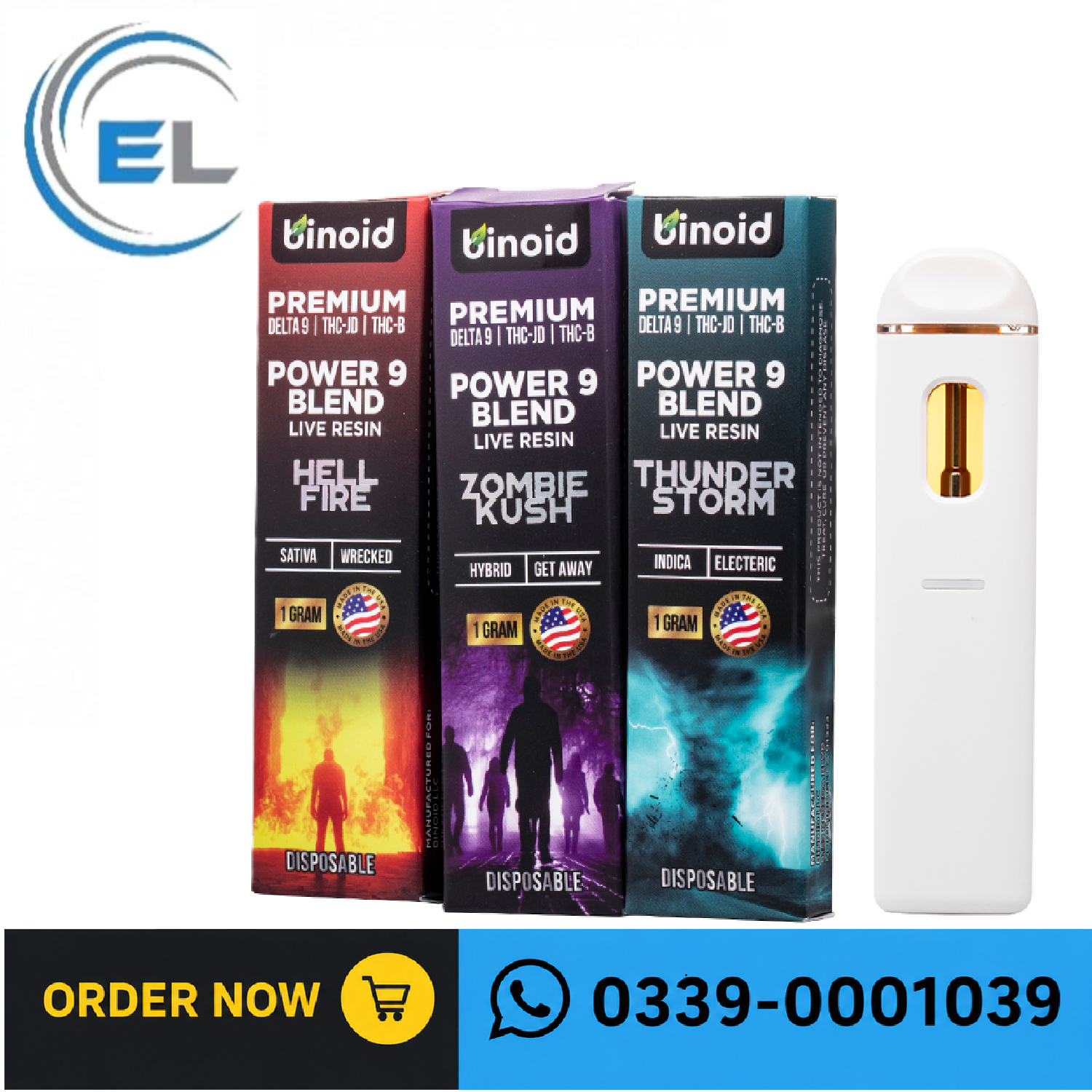 Binoid Power 9 Blend Live Resin Disposable 3G In Pakistan
